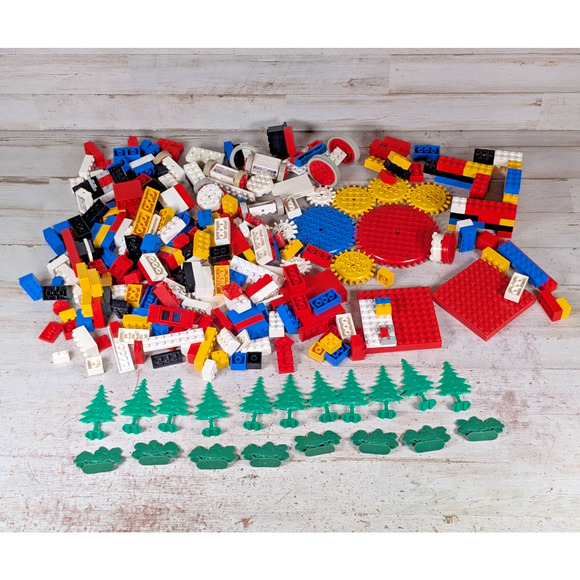 Lot Vtg Lego 60s FTBushT FTPineP Flat BushPine Pat Pend Samsonite Gears Wheels - Picture 1 of 6